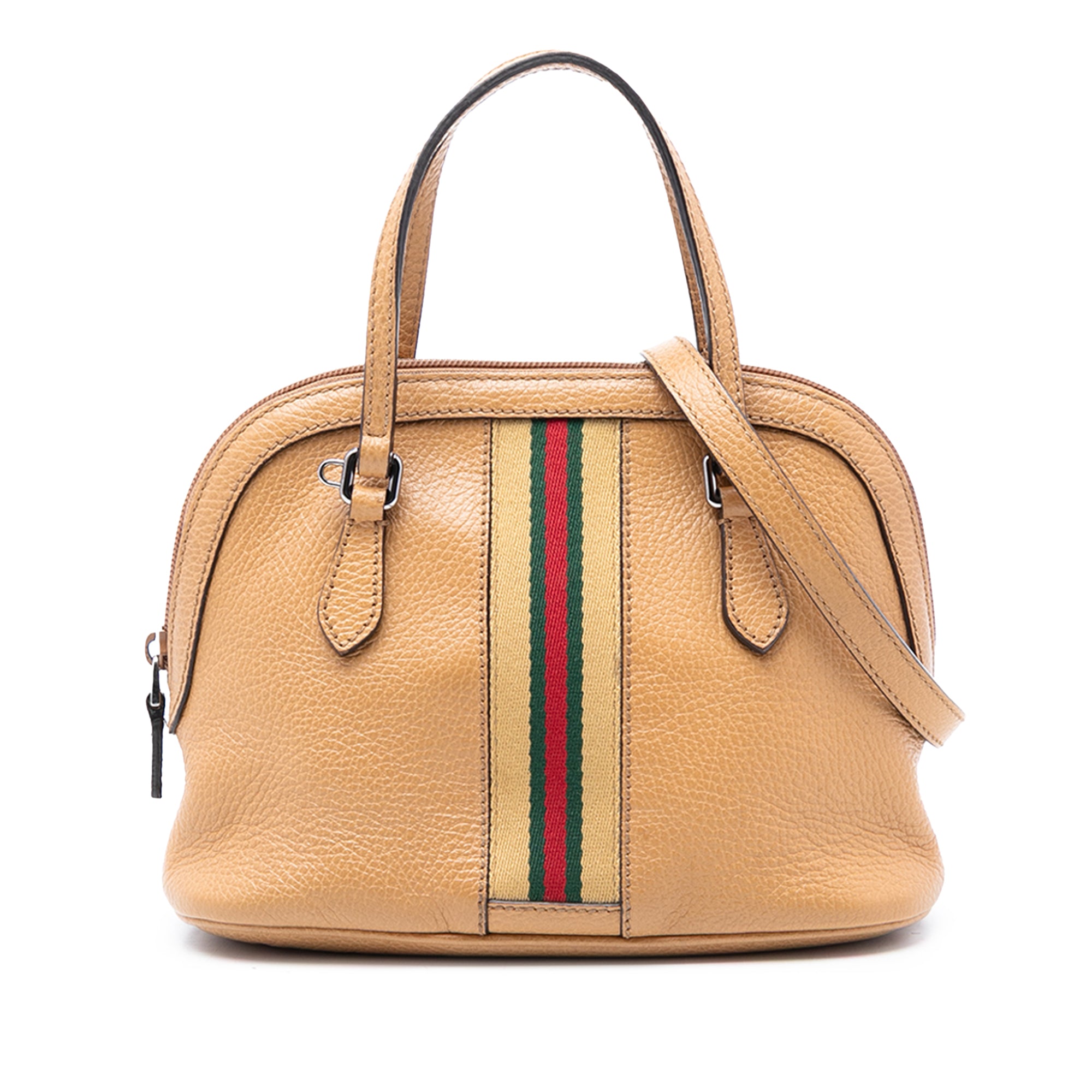 Mini Leather Web Dome Satchel - Image 1