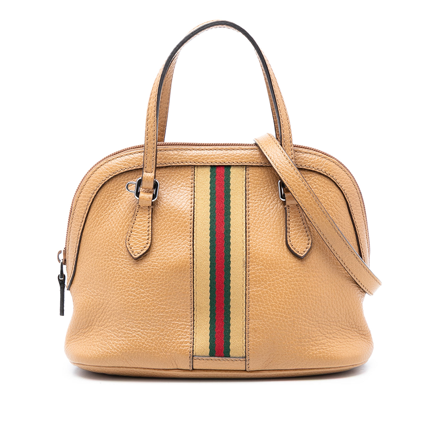 Mini Leather Web Dome Satchel - Image 1