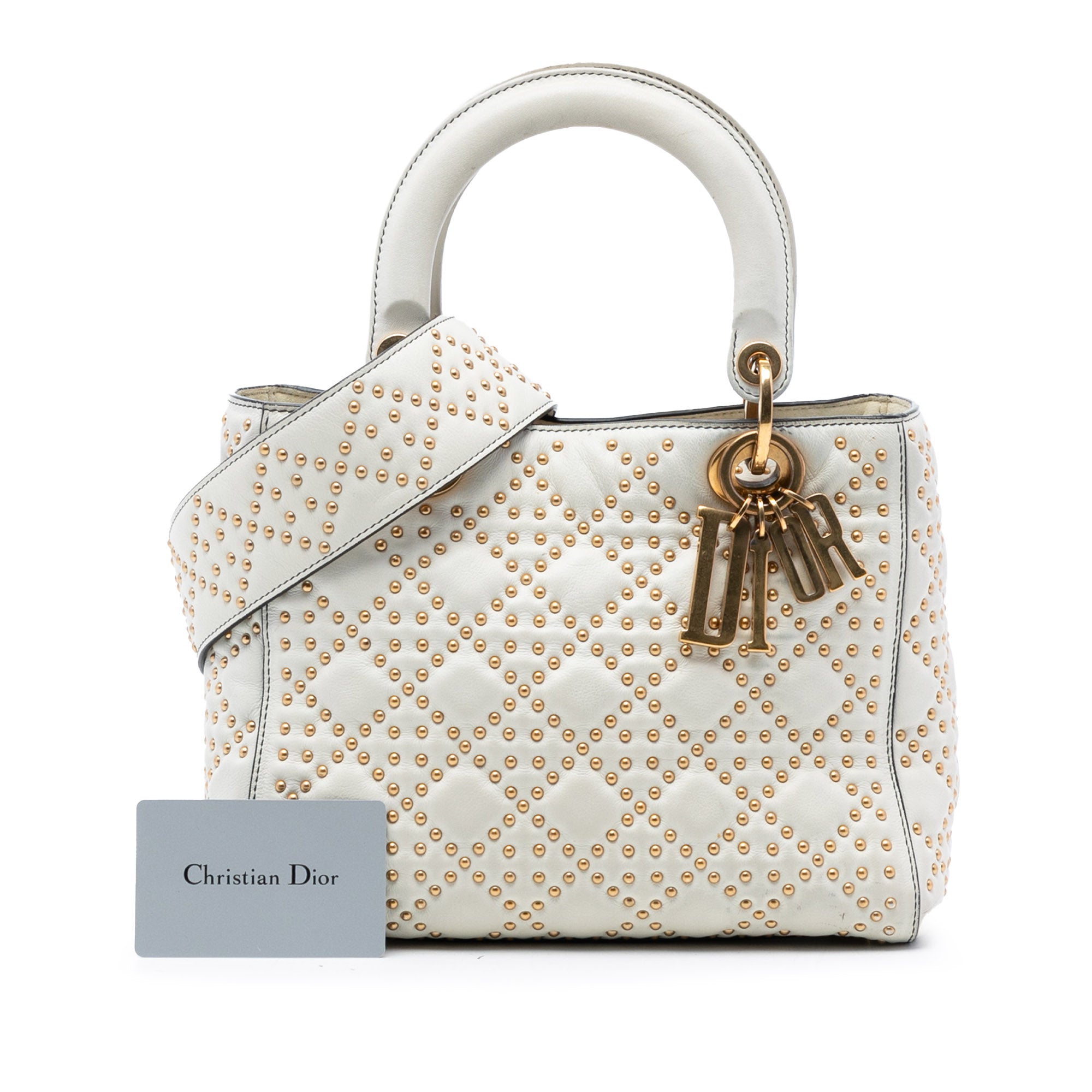 Medium Lambskin Cannage Studded Supple Lady Dior - Image 8