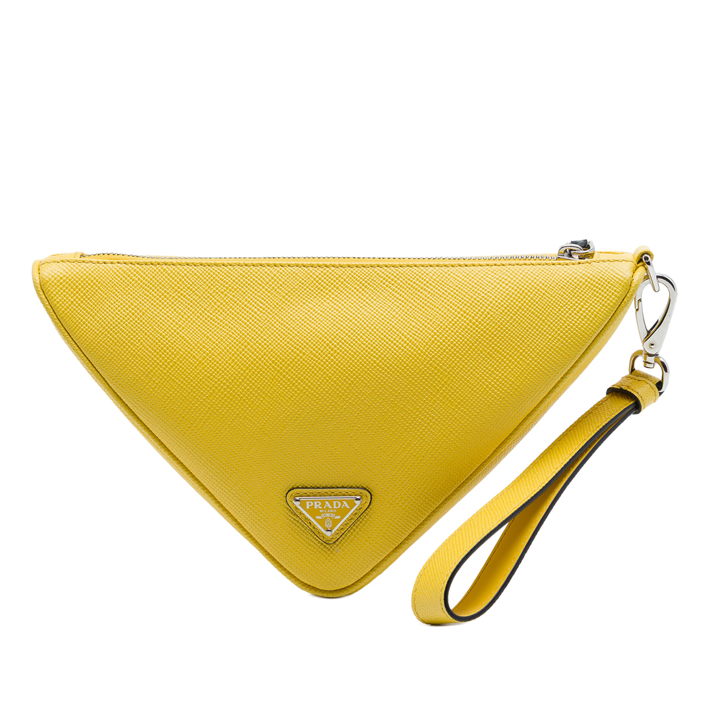 Saffiano Logo Embossed Triangle Wristlet Pouch - Image 1