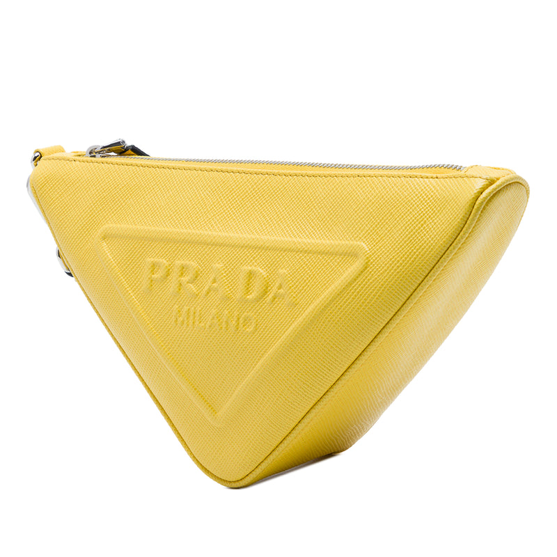 Saffiano Logo Embossed Triangle Wristlet Pouch - Image 2