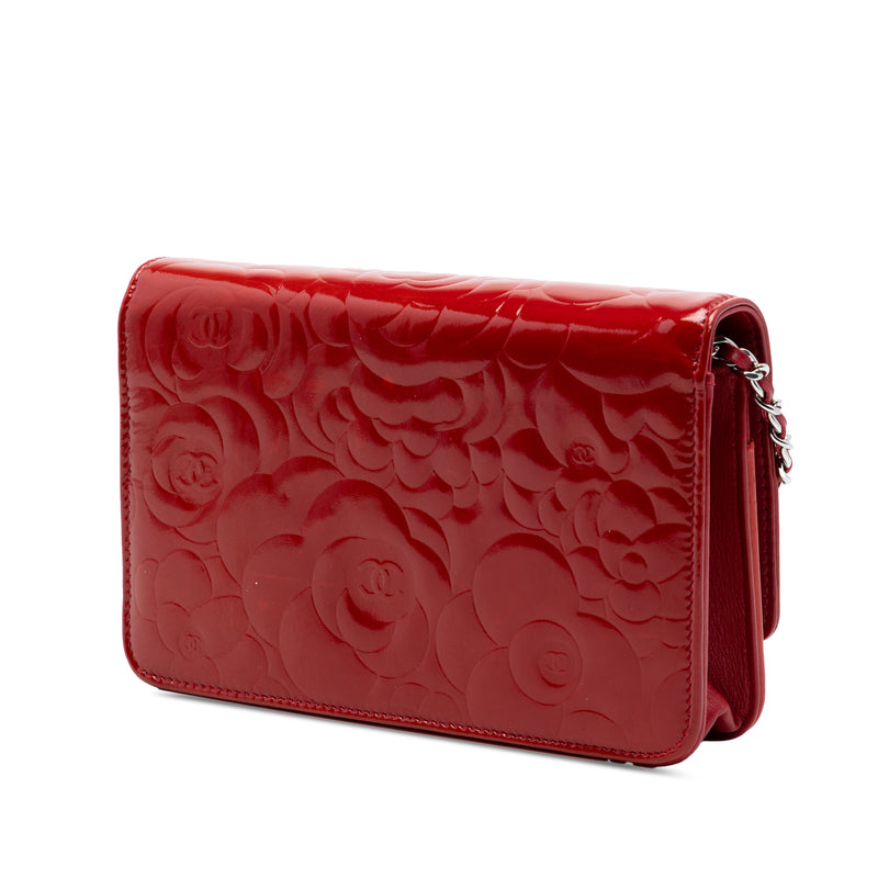 CC Embossed Patent Camellia Wallet On Chain - Image 2
