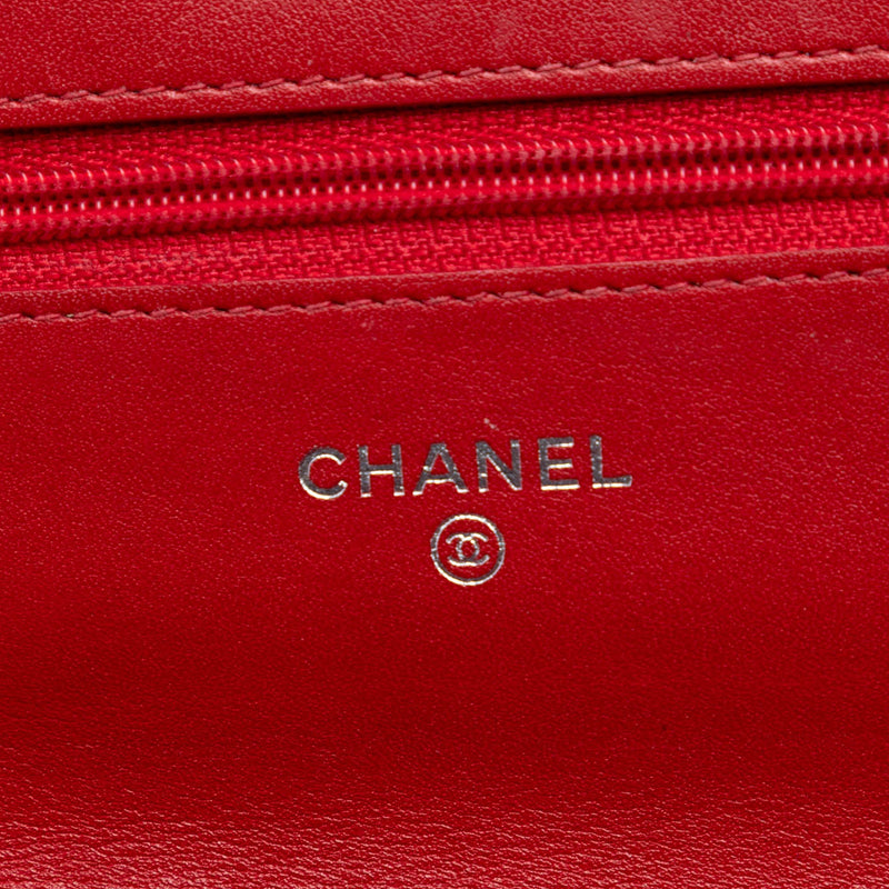 CC Embossed Patent Camellia Wallet On Chain - Image 5