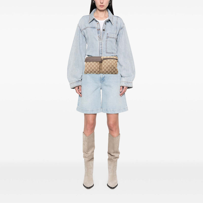 GG Canvas Double Pocket Belt Bag - Image 6
