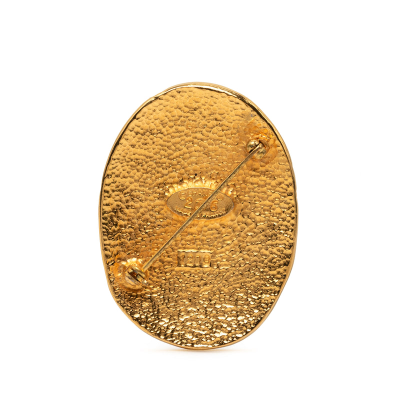 CC Gold Plated Crown Oval Brooch - Image 2