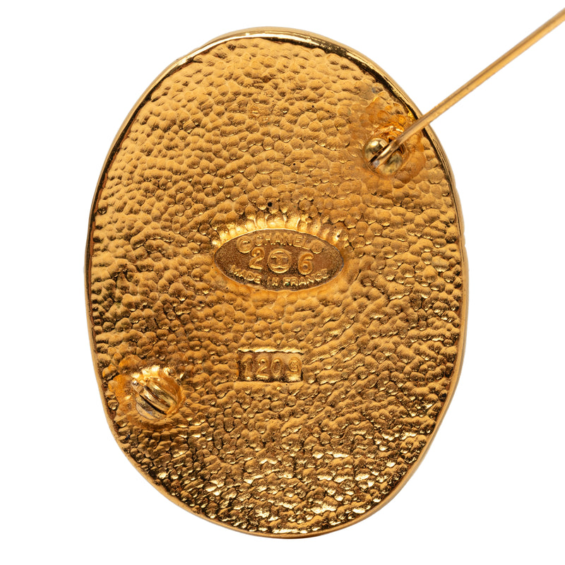 CC Gold Plated Crown Oval Brooch - Image 3