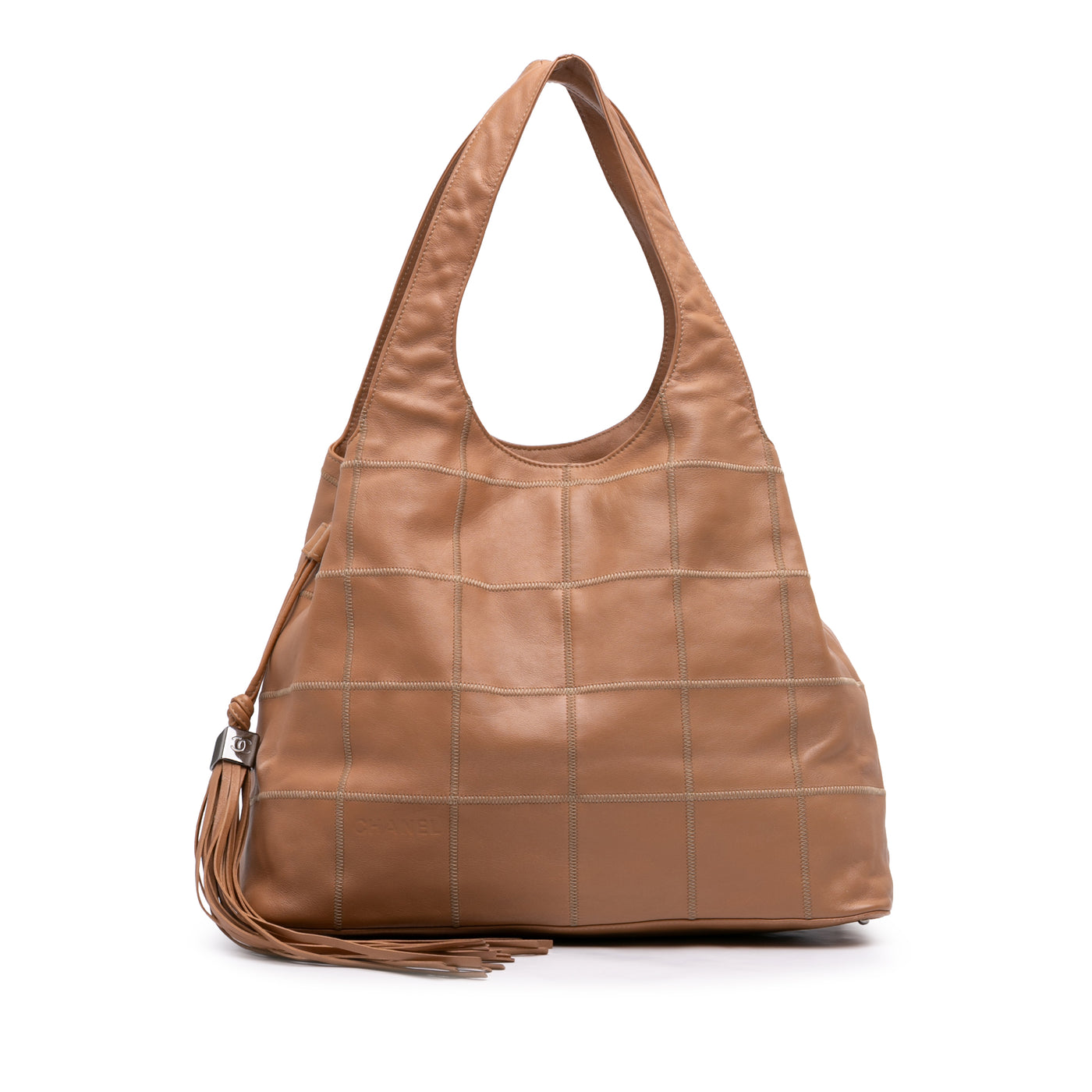 Calfskin Square Stitch Tassel Hobo - Image 1