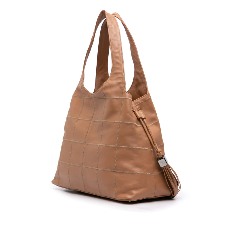 Calfskin Square Stitch Tassel Hobo - Image 2
