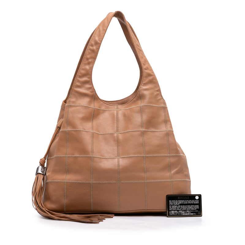 Calfskin Square Stitch Tassel Hobo - Image 7