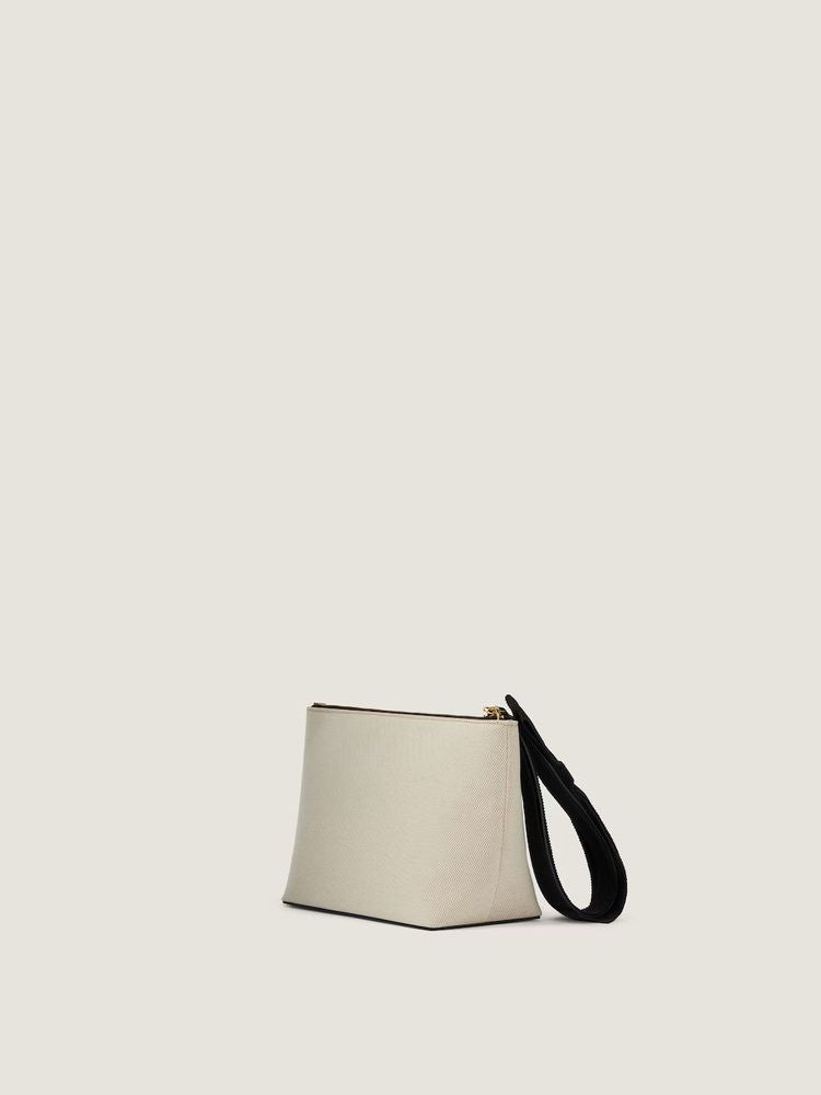 Givenchy Logo-Print Canvas Clutch — Beige Coton Polypropylene Polyester