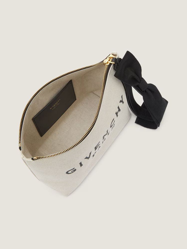 Givenchy Logo-Print Canvas Clutch — Beige Coton Polypropylene Polyester