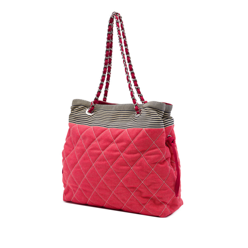 CC Quilted Denim Grosgrain Drawstring Tote - Image 2