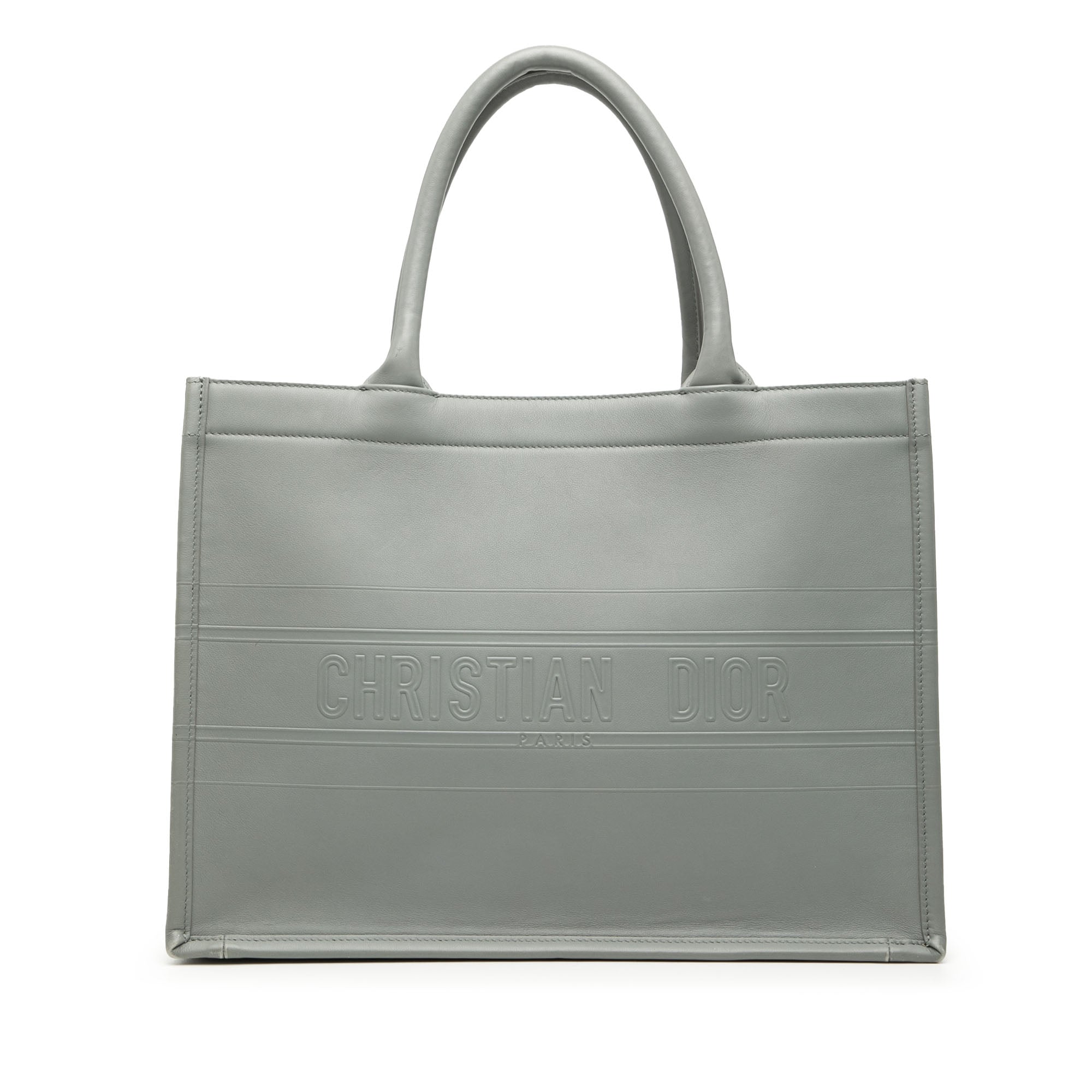 Medium Embossed Leather Book Tote - Image 1