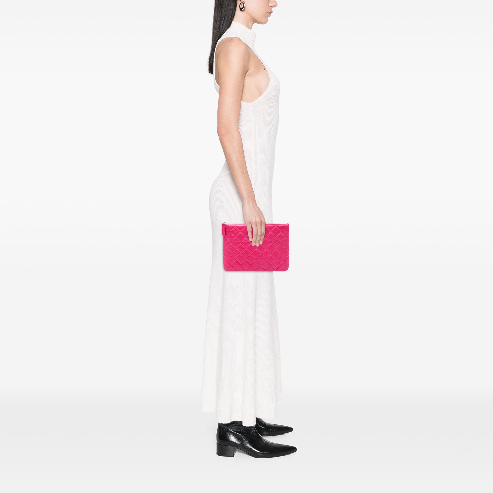 Small Quilted Lambskin O Case Clutch - Image 6
