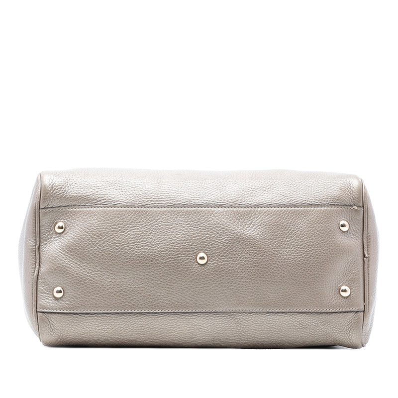 Medium Calfskin Bamboo Shopper Boston Bag - Image 3