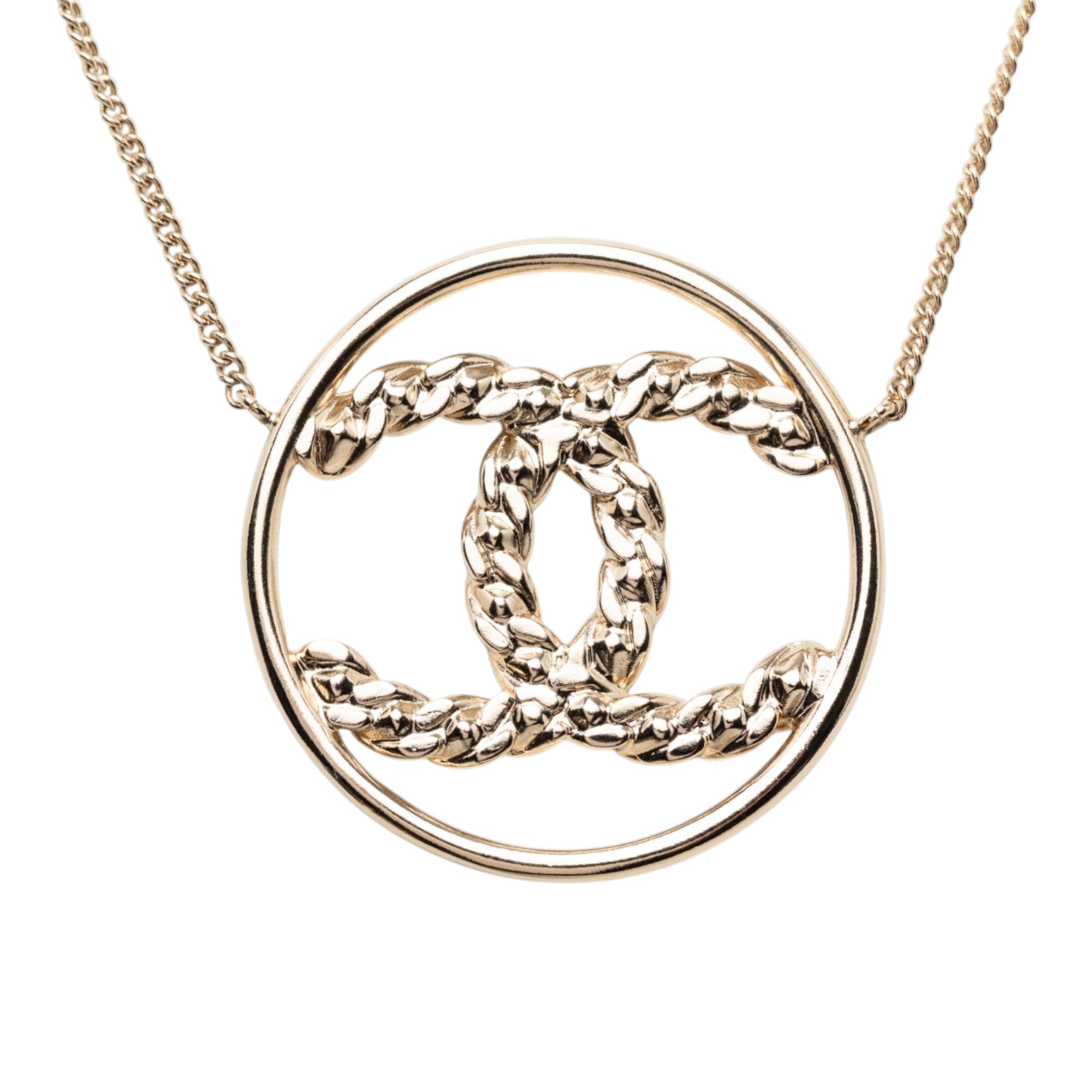 CC Gold Plated Strass Round Pendant Necklace - Image 2