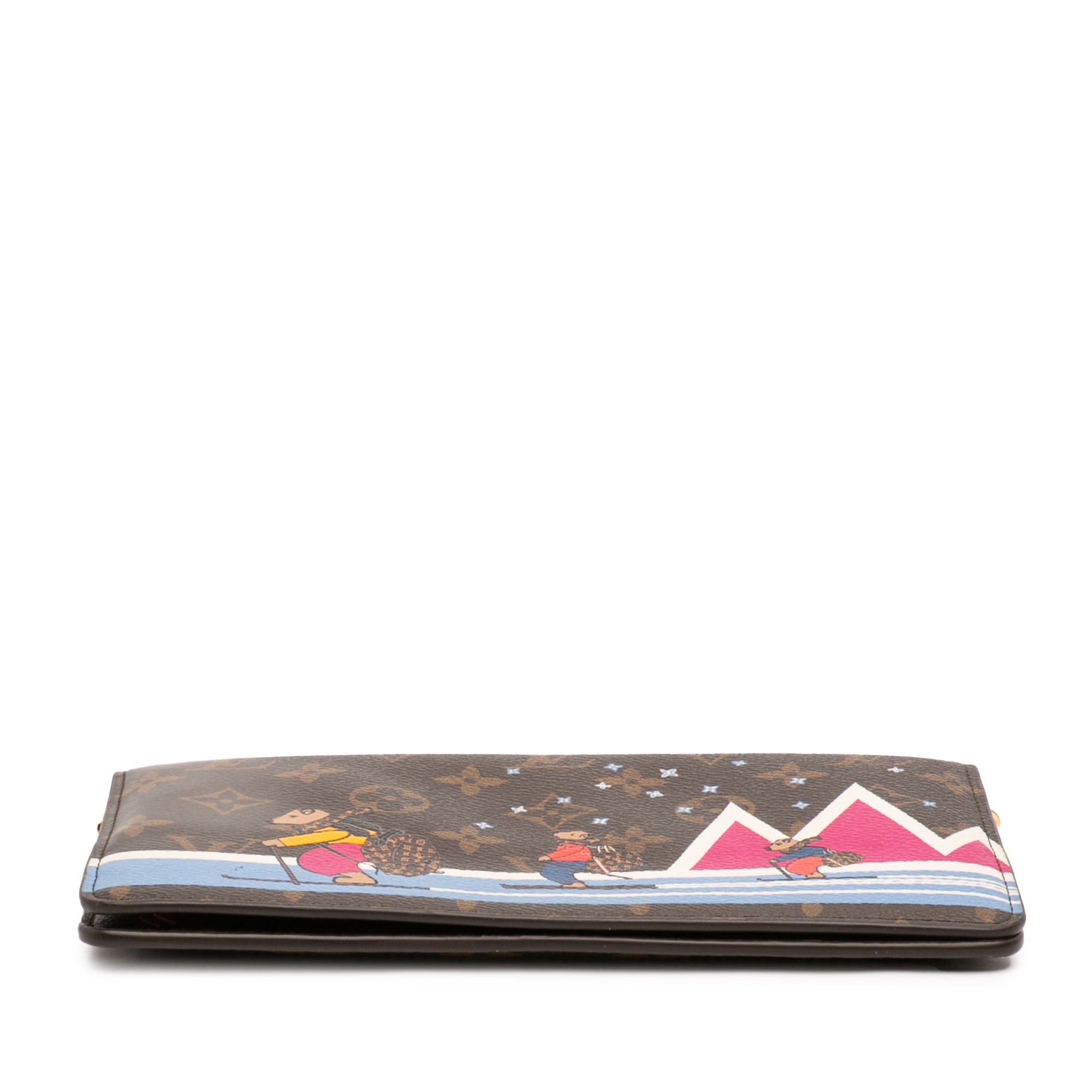 Monogram Christmas Animation Bears on Skis Pochette Weekend Chain Wallet - Image 3