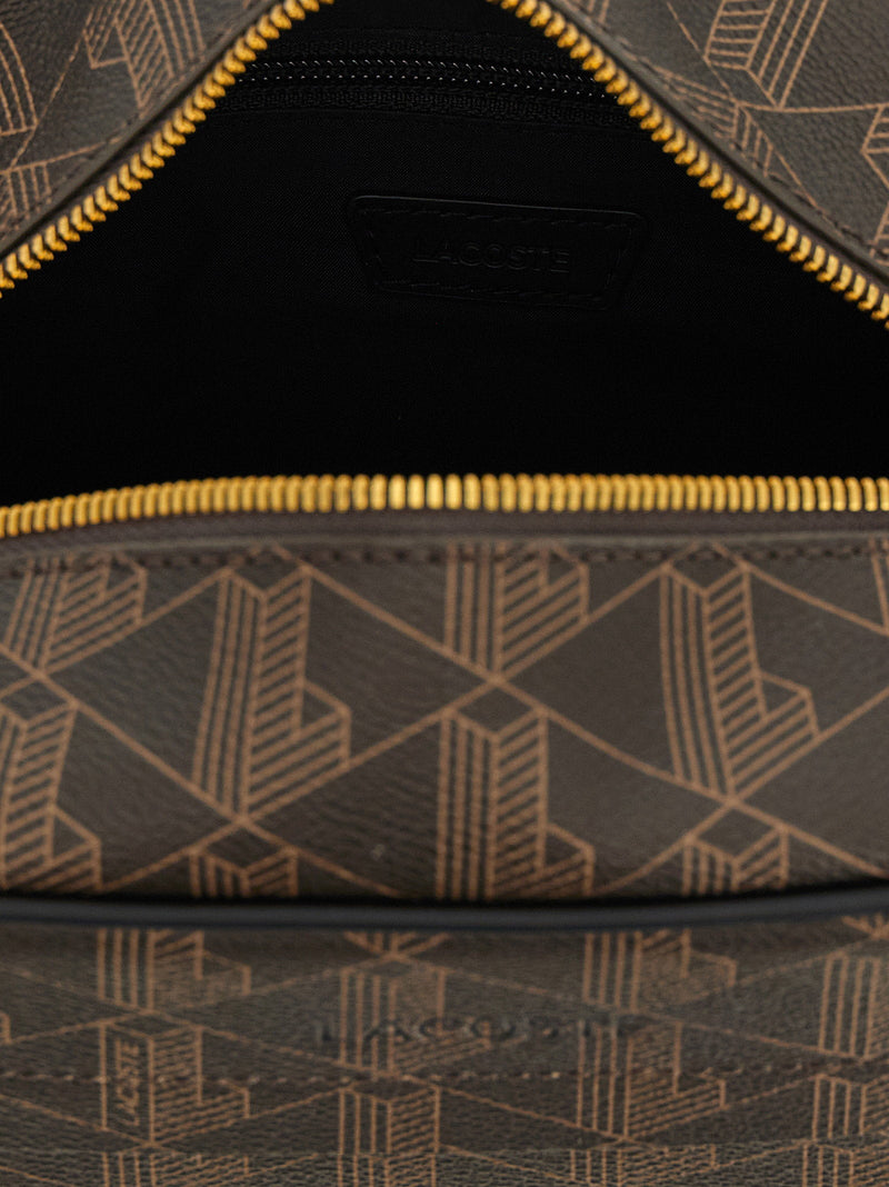 Lacoste Geometric Monogram Canvas Travel Wallet — Black