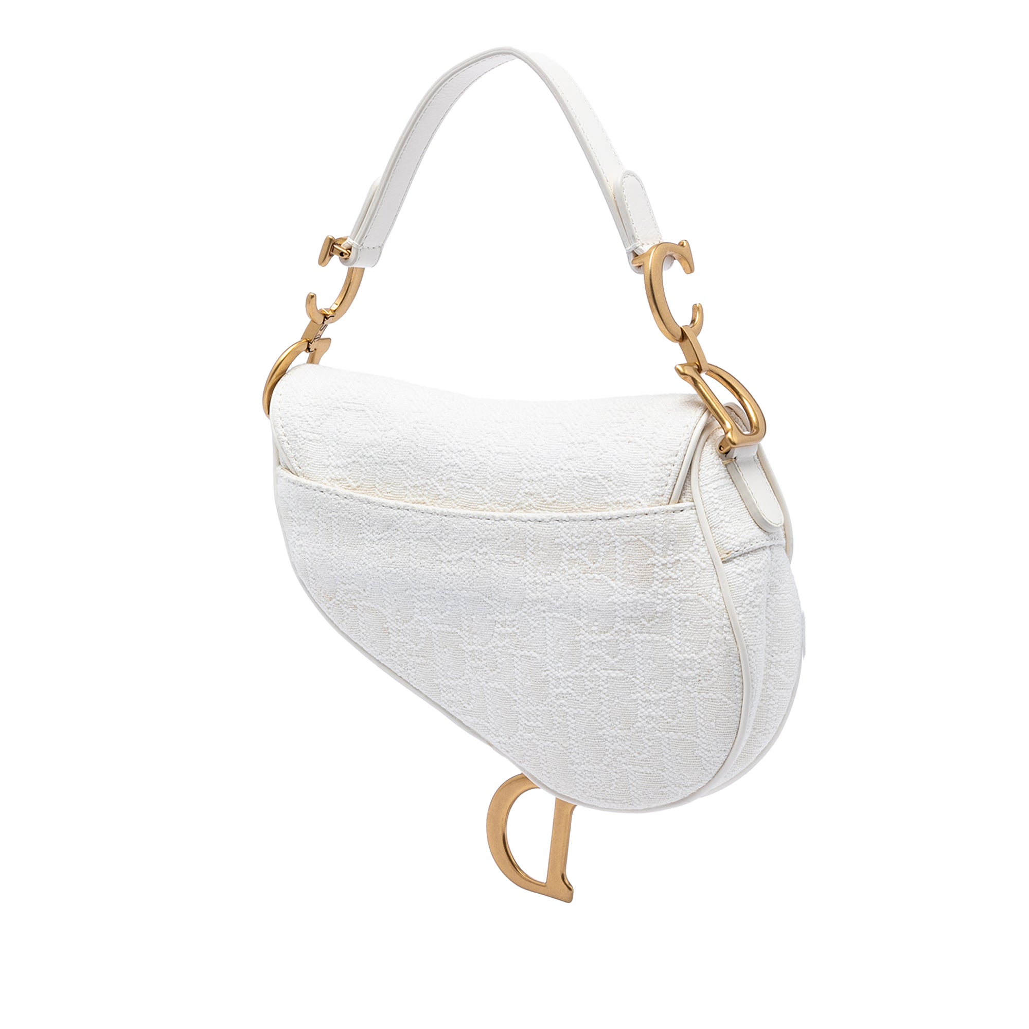 Mini Oblique Embroidered Canvas Saddle Bag - Image 2