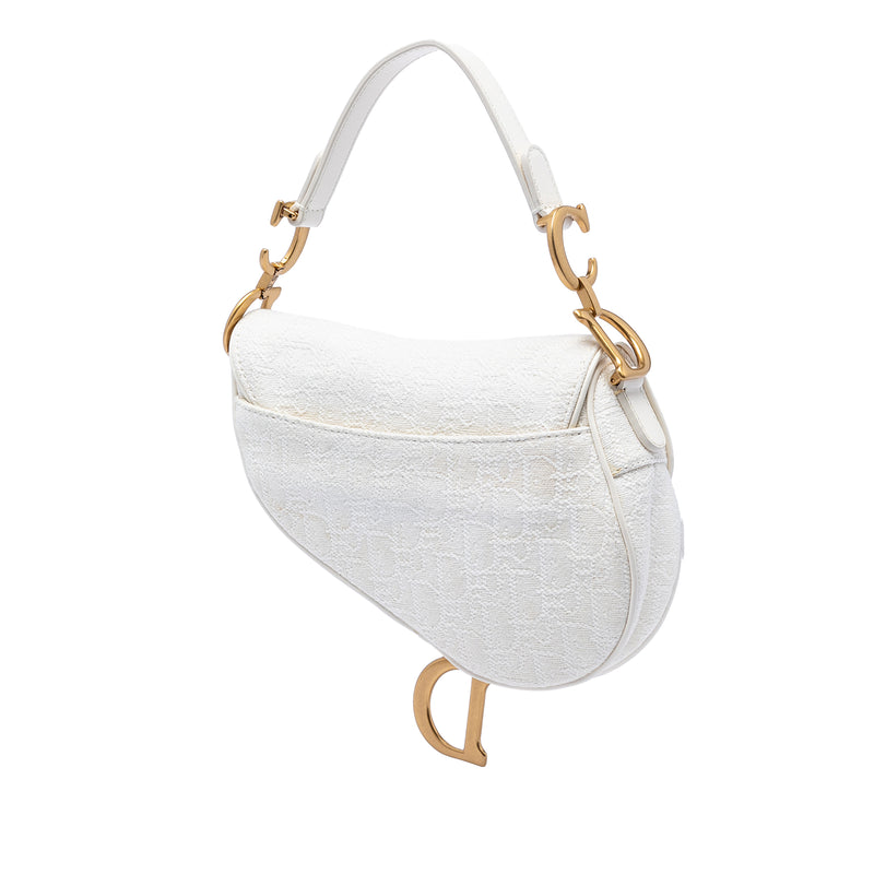 Mini Oblique Embroidered Canvas Saddle Bag - Image 2