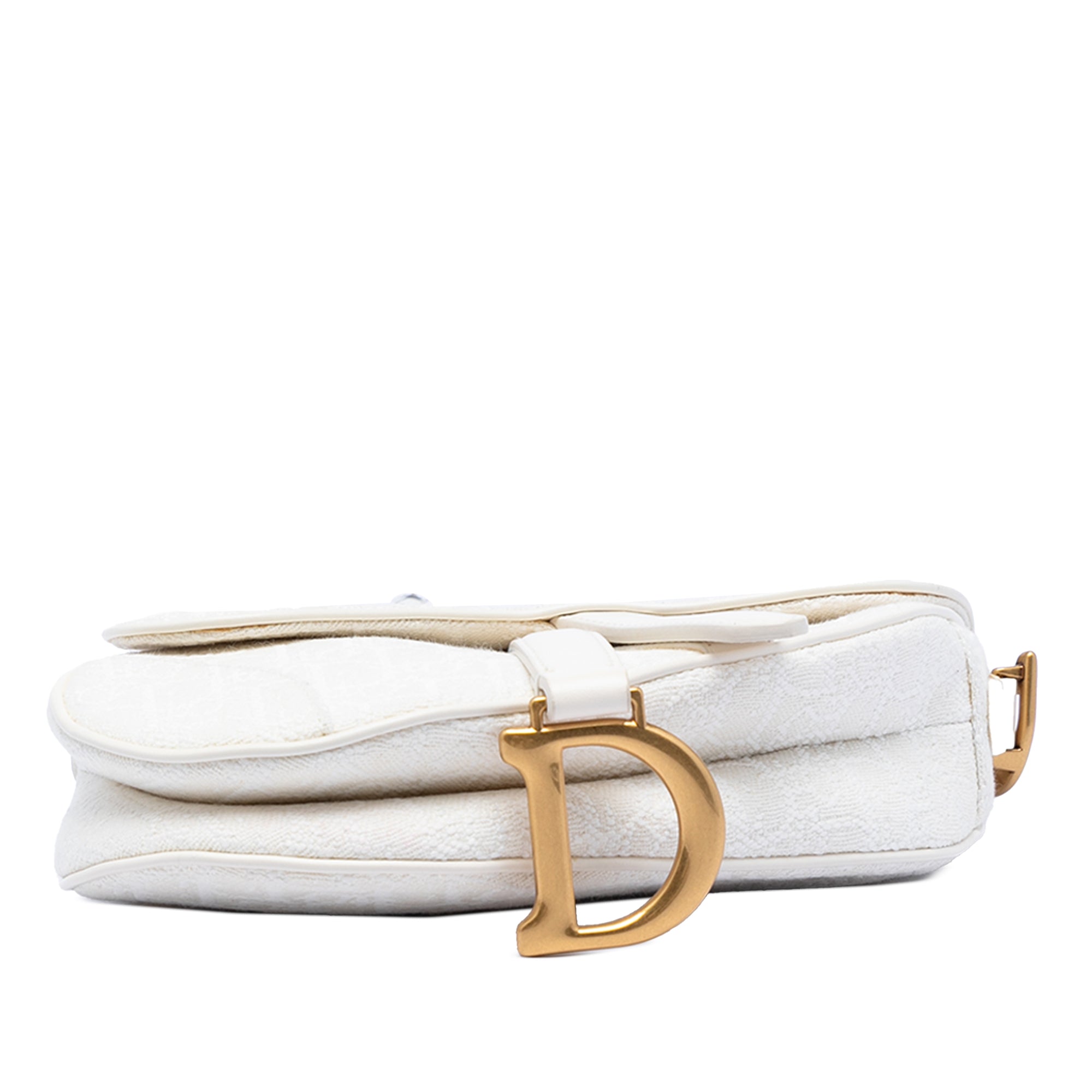 Mini Oblique Embroidered Canvas Saddle Bag - Image 3