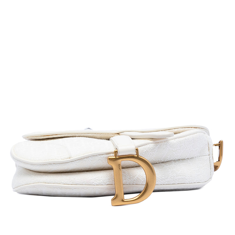 Mini Oblique Embroidered Canvas Saddle Bag - Image 3