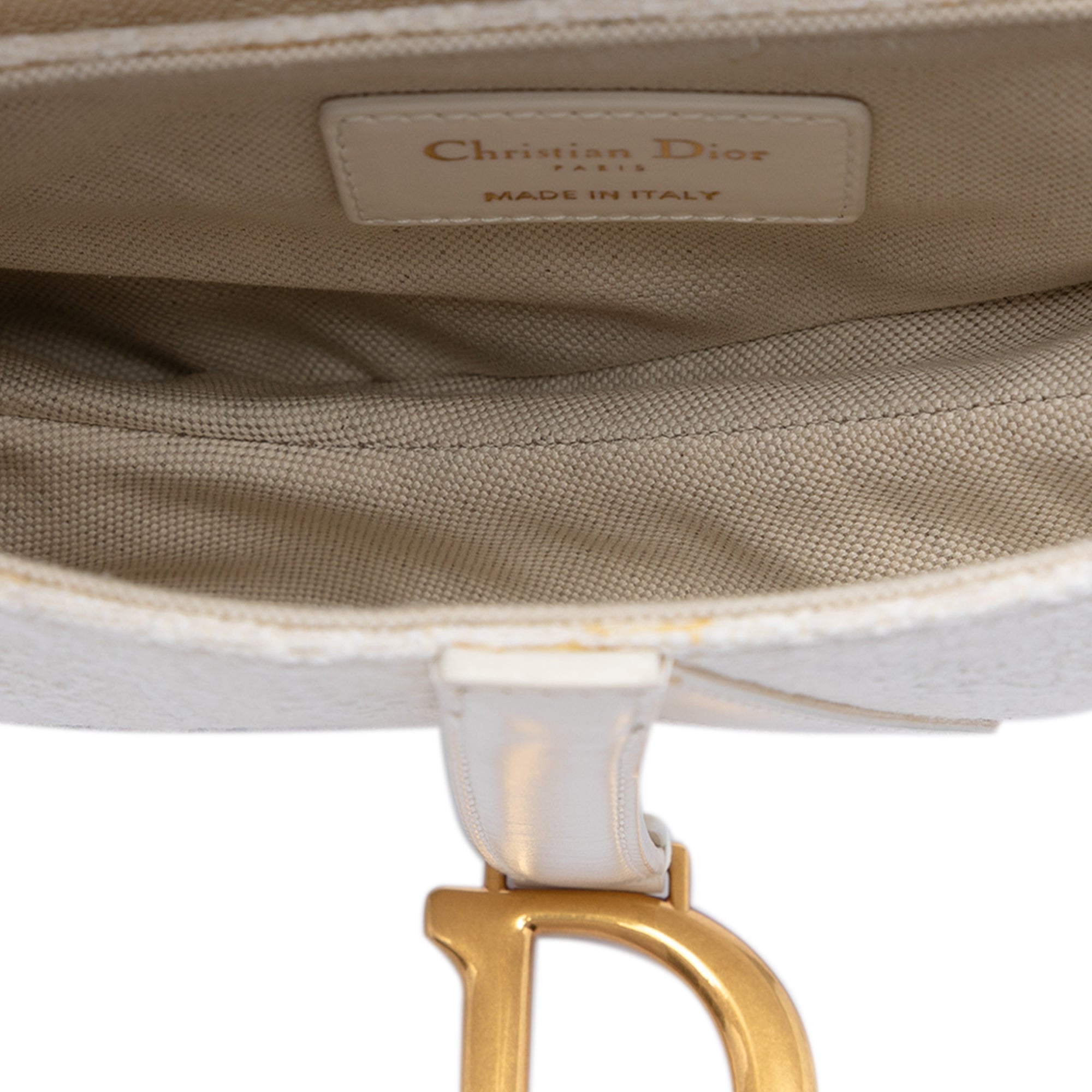 Mini Oblique Embroidered Canvas Saddle Bag - Image 4