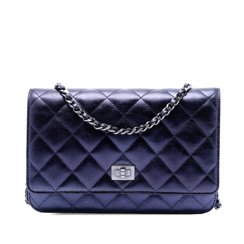 Quilted Shiny Aged Calfskin Reissue 2.55 Wallet on Chain