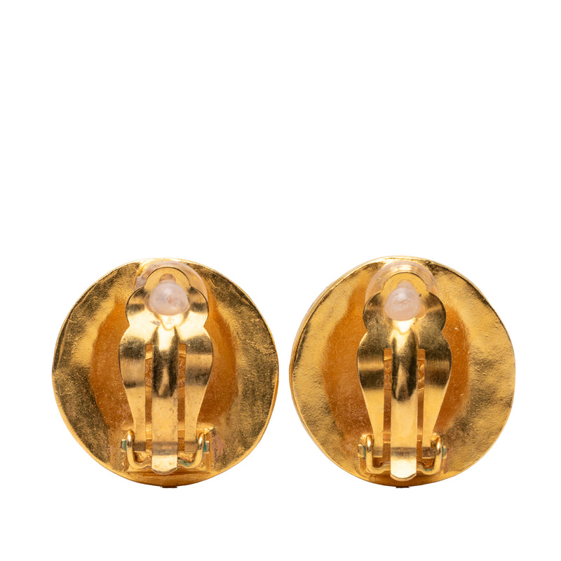 CC Gold Plated Round Clip On Earrings - Image 2