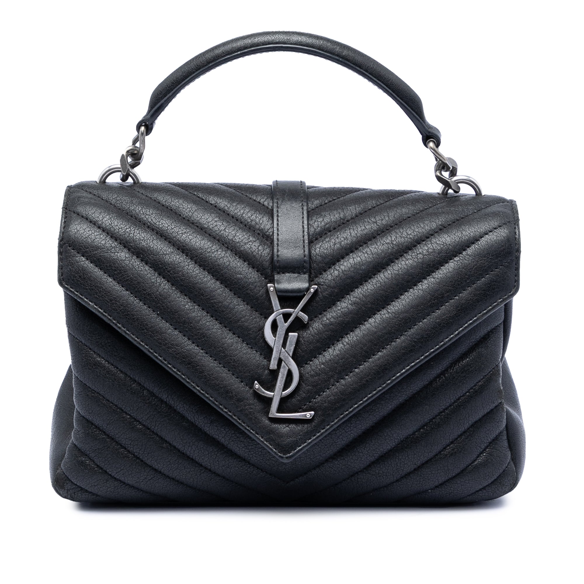 Medium Chevron Sheepskin Monogram College Satchel - Image 1