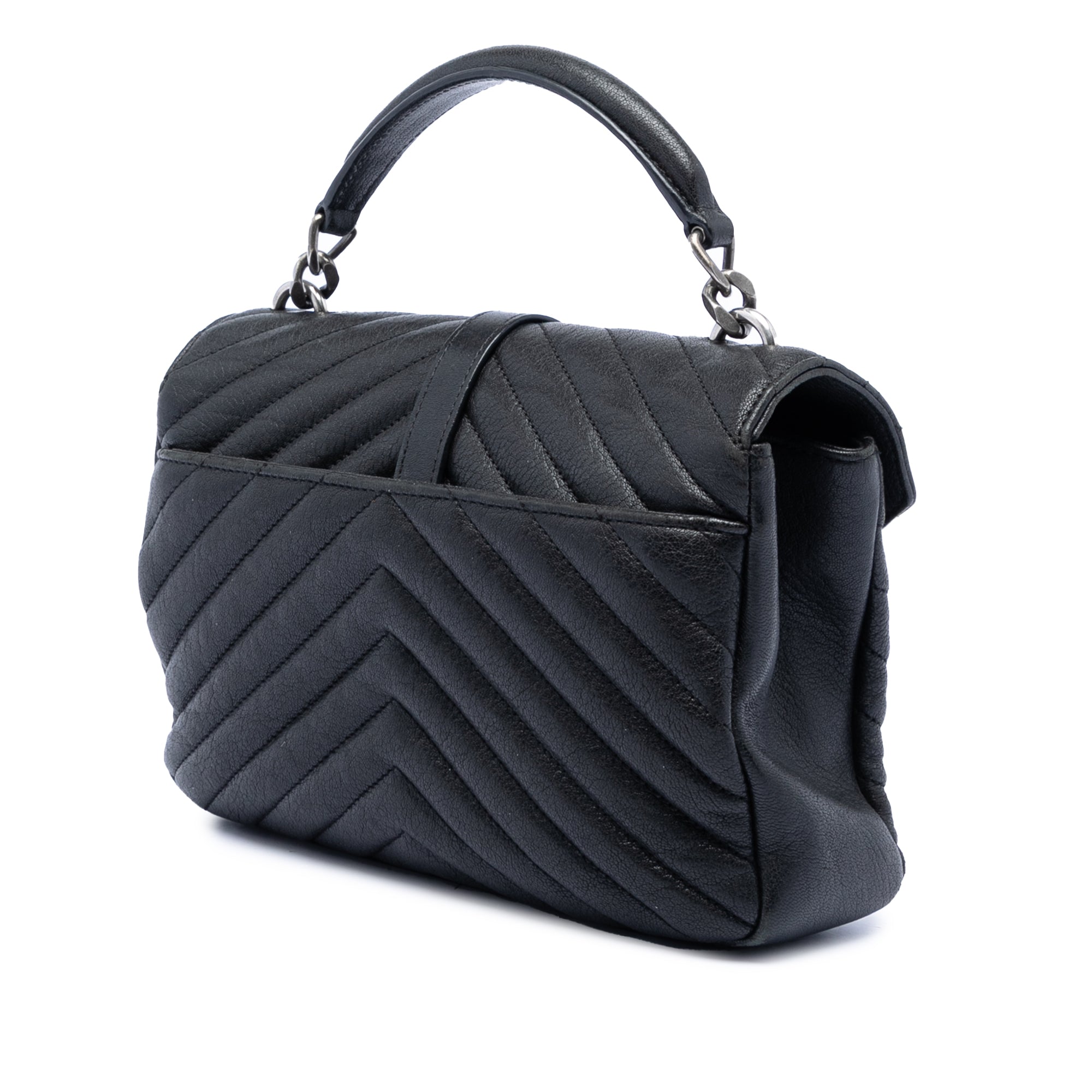 Medium Chevron Sheepskin Monogram College Satchel - Image 2