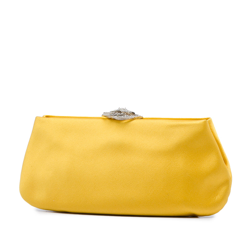 Satin Crystal Camellia Evening Frame Clutch - Image 2