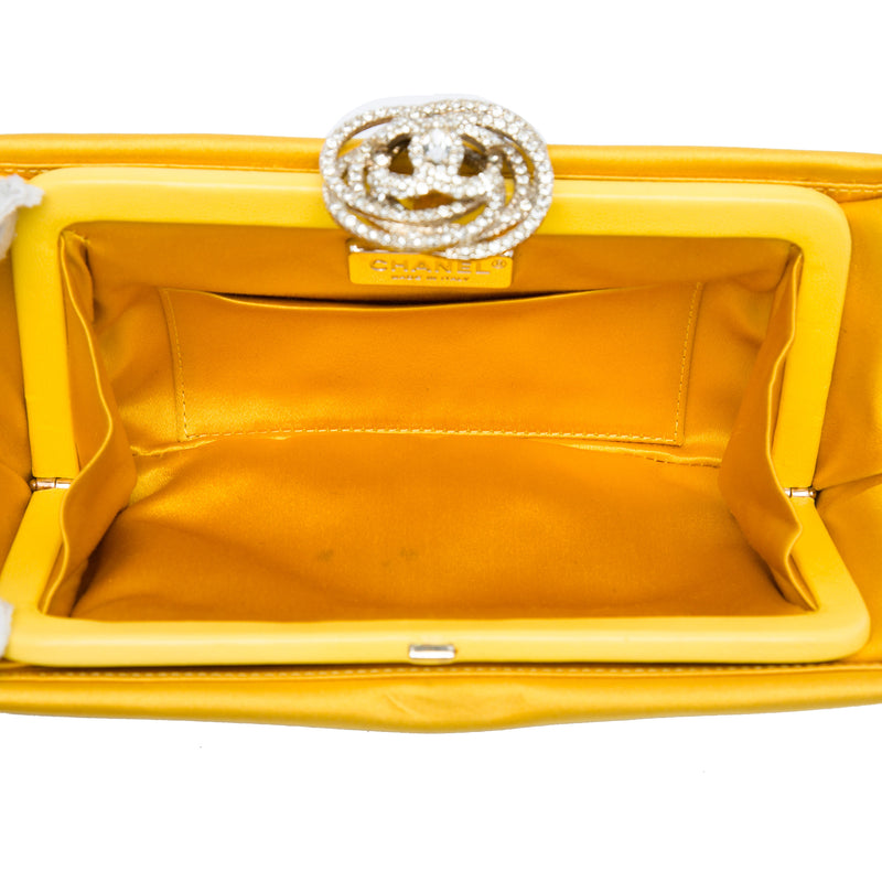 Satin Crystal Camellia Evening Frame Clutch - Image 4