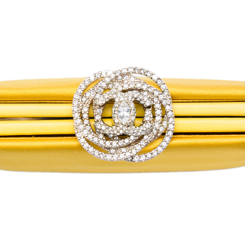 Satin Crystal Camellia Evening Frame Clutch - Image 5