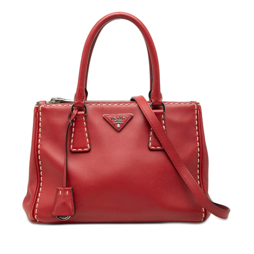 Small City Calf Hand Stitched Galleria Double Zip Satchel - Image 1