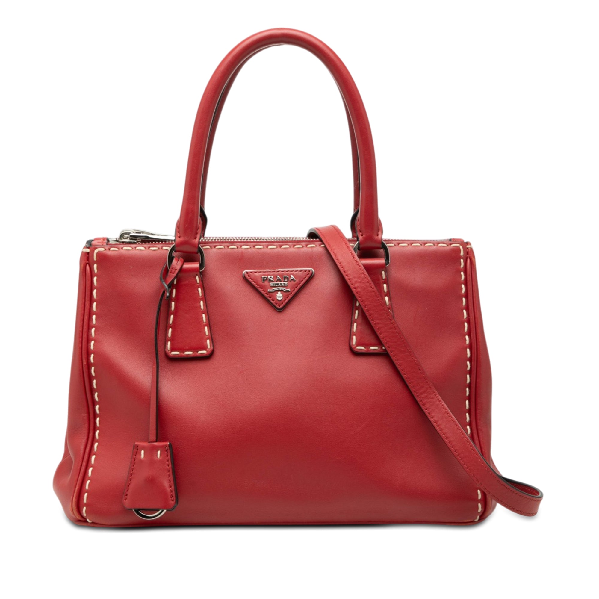 Small City Calf Hand Stitched Galleria Double Zip Satchel - Image 1
