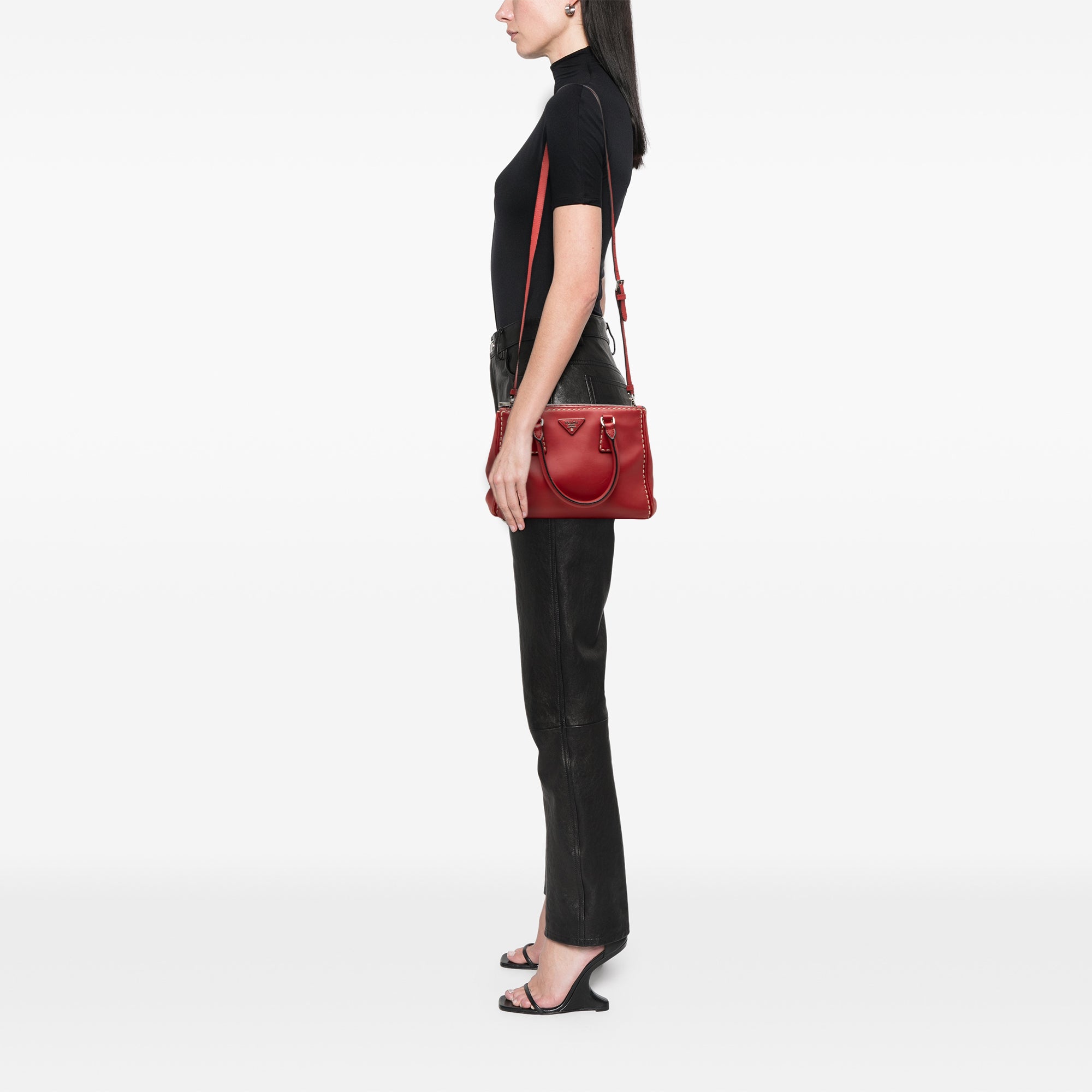Small City Calf Hand Stitched Galleria Double Zip Satchel - Image 6