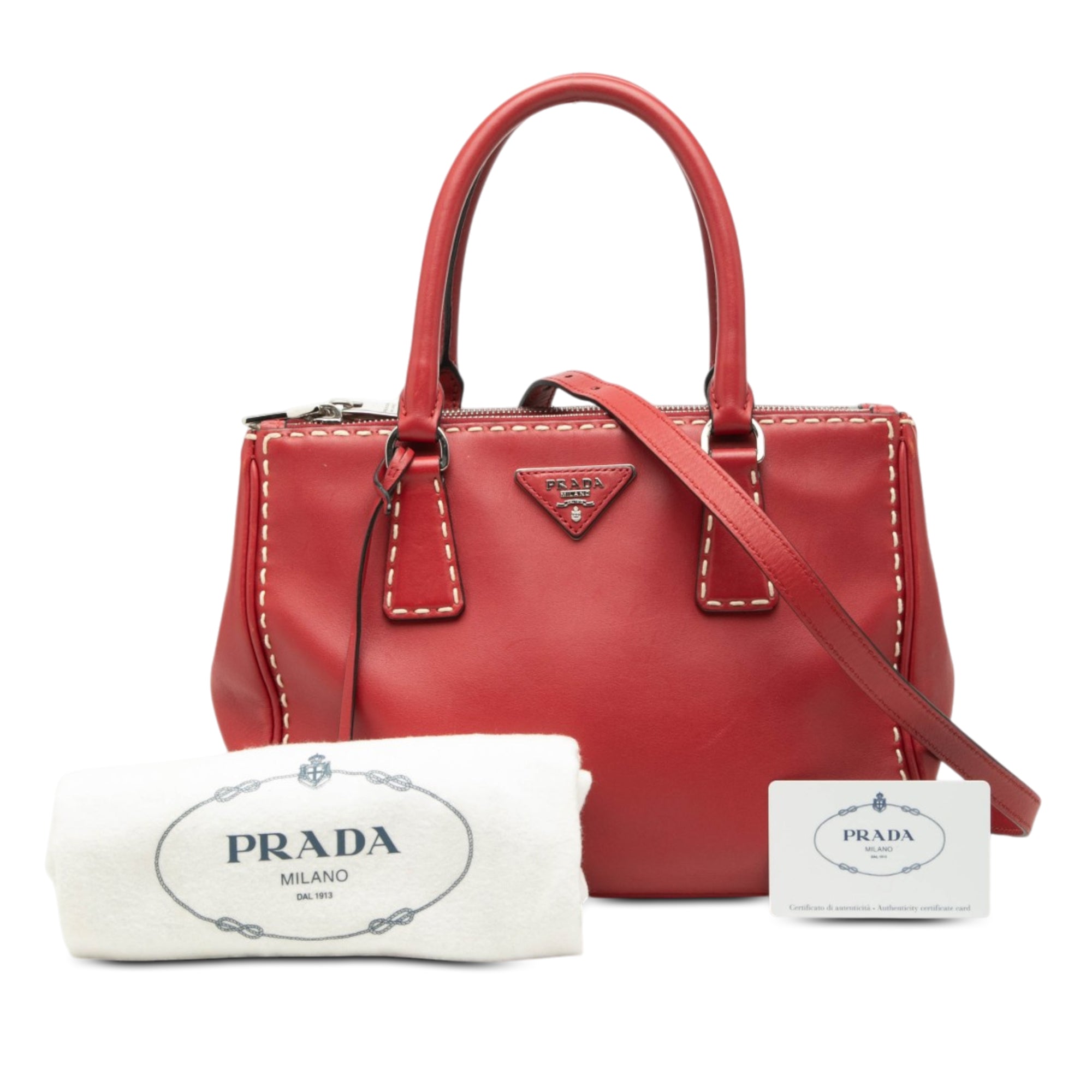 Small City Calf Hand Stitched Galleria Double Zip Satchel - Image 7
