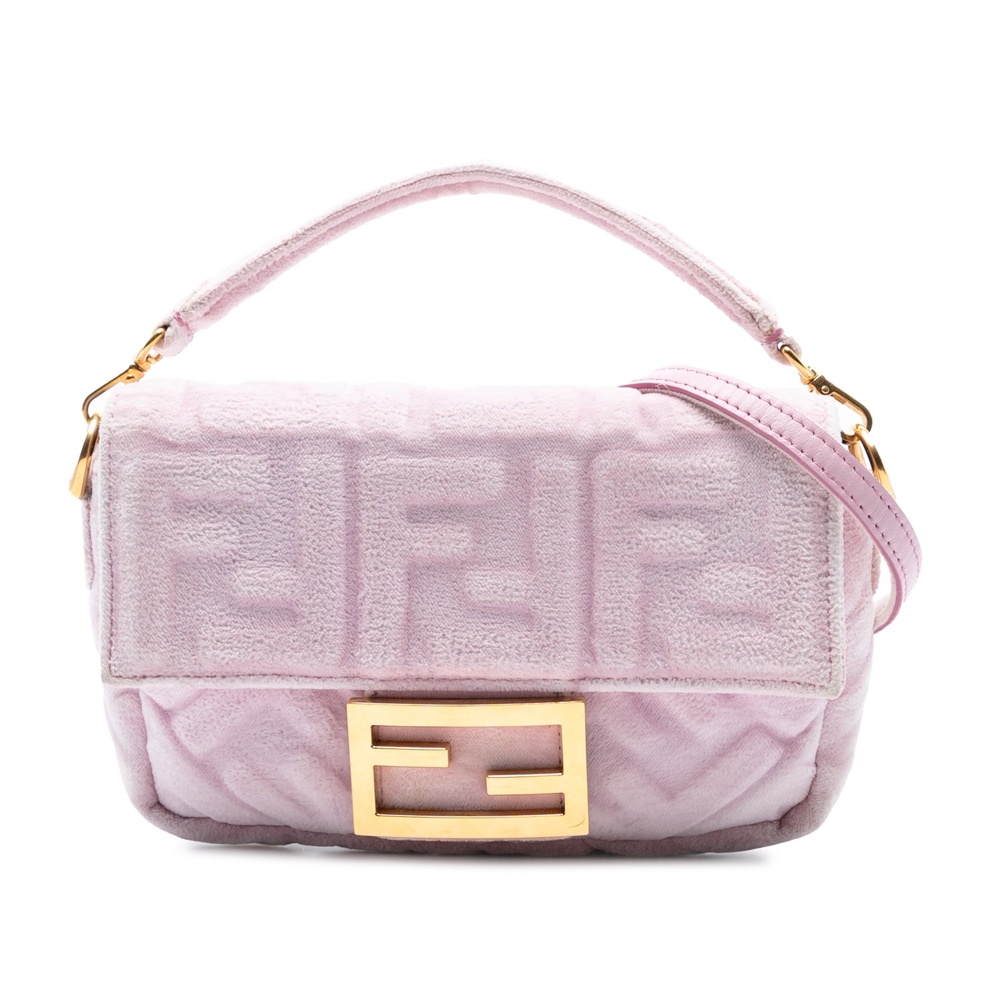 Mini Zucca Embossed Velvet Baguette Satchel - Image 1