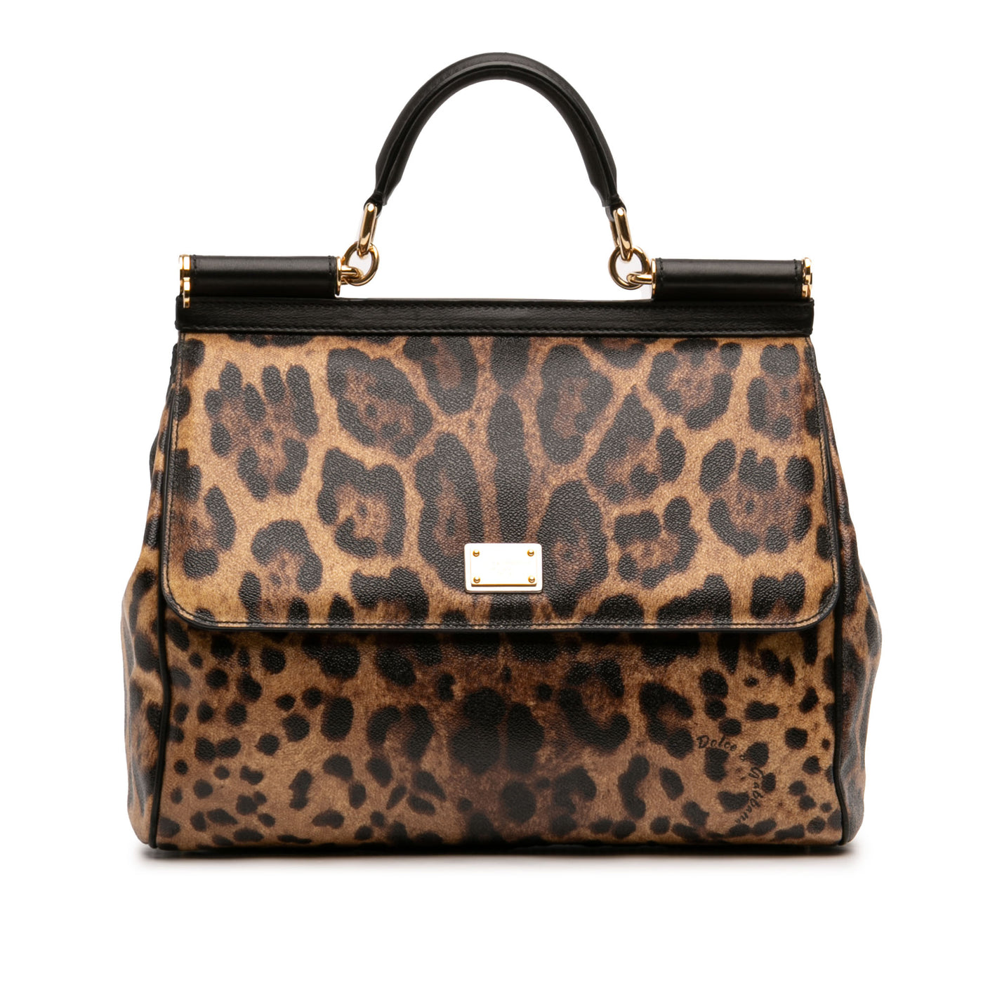Large Leopard Print Calfskin Miss Sicily Satchel - Image 1