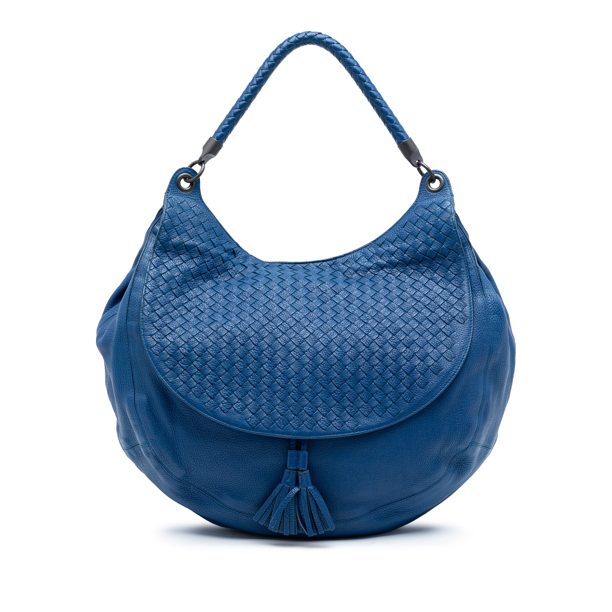 Large Washed Cervo Intrecciato Hobo - Image 1