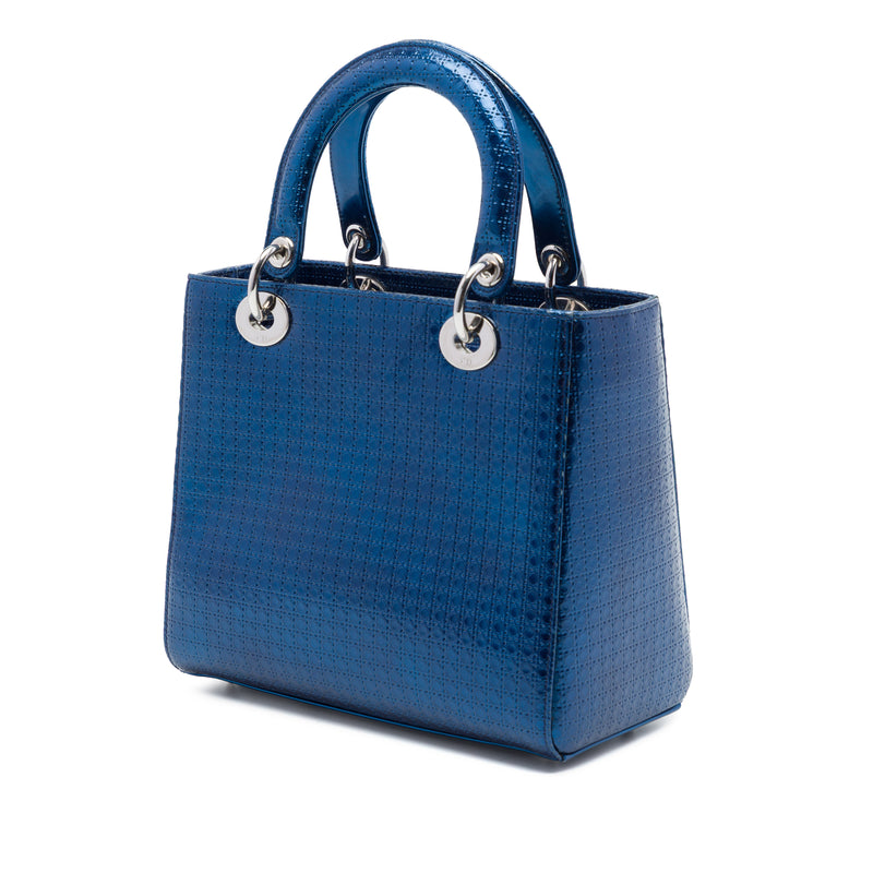 Medium Metallic Patent Microcannage Lady Dior - Image 2