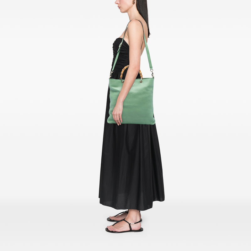 Tall Calfskin Bamboo Shopper Tote - Image 5