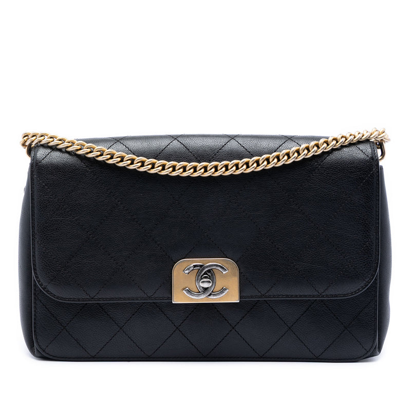 Medium Quilted Calfskin Straight Lined Flap
