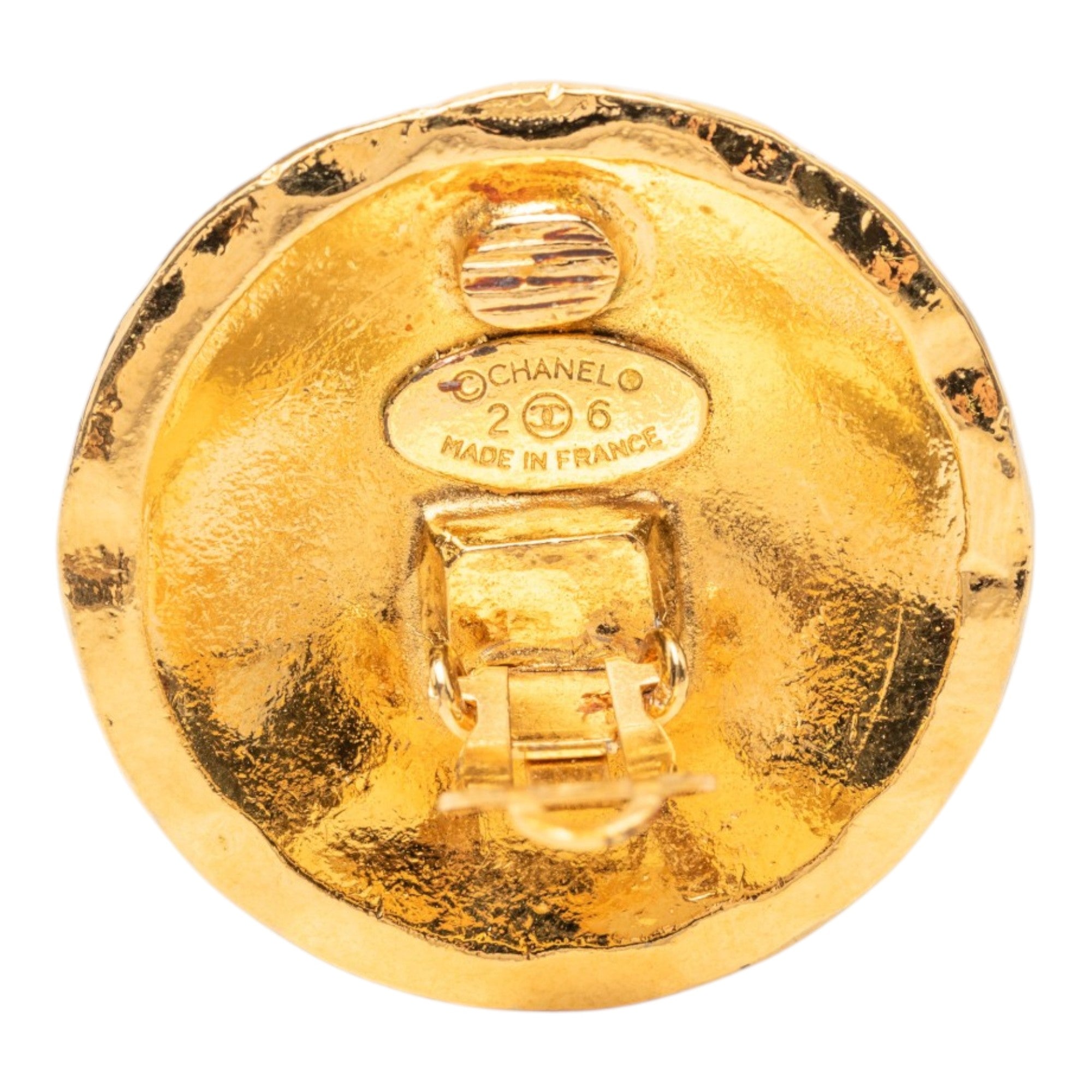 CC Quilted Gold Plated Round Clip On Earrings - Image 3