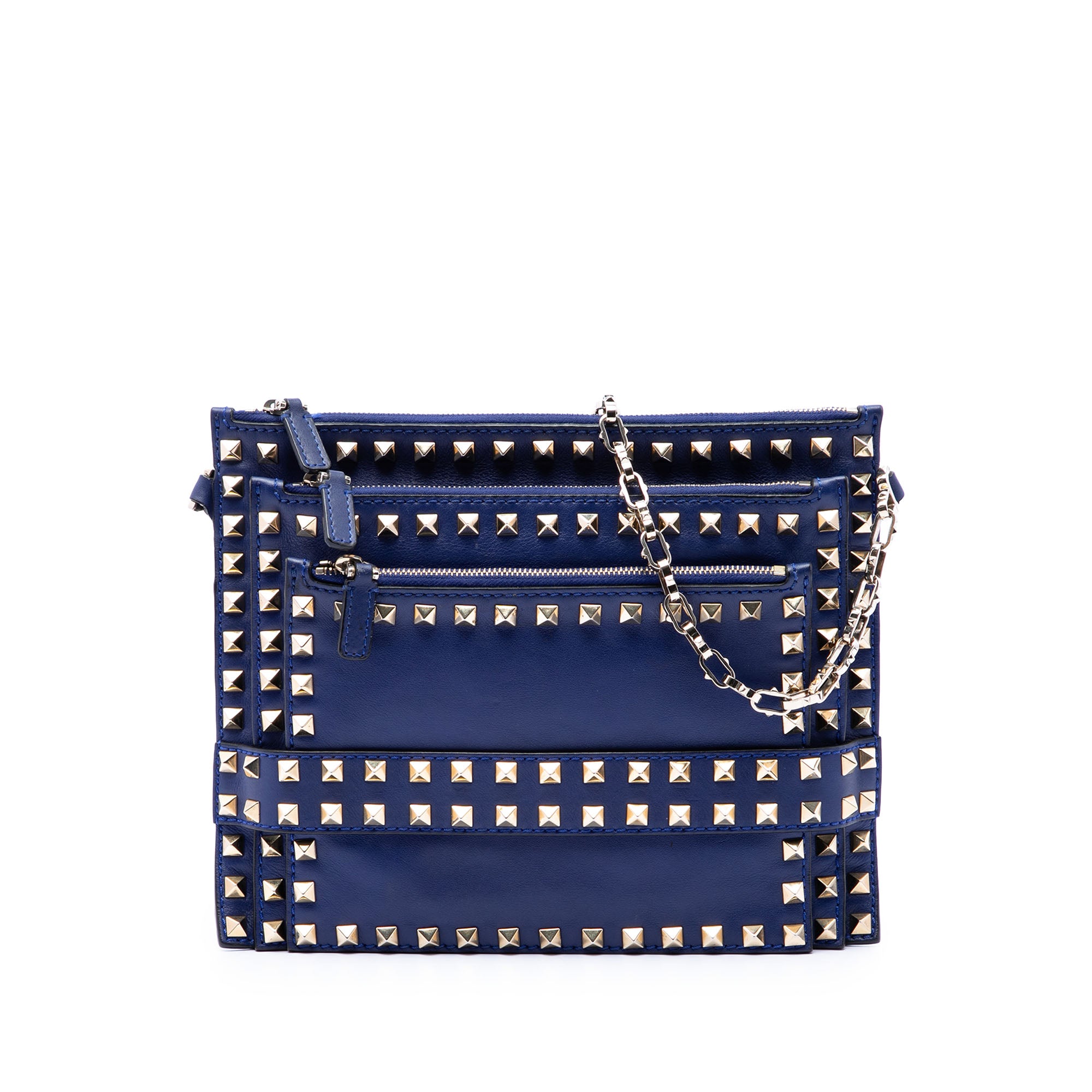 Leather Rockstud Triple Zip Crossbody - Image 1