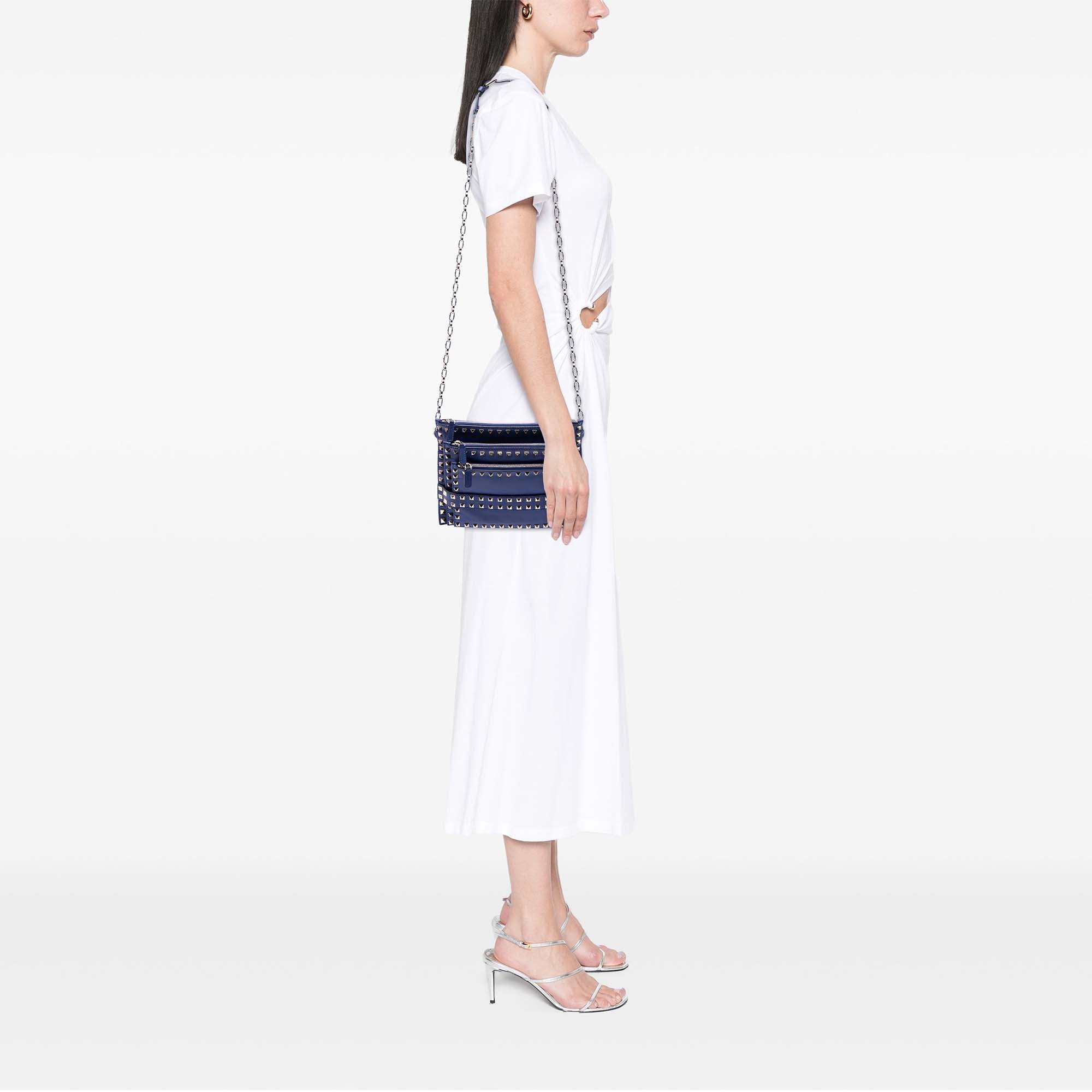 Leather Rockstud Triple Zip Crossbody - Image 6