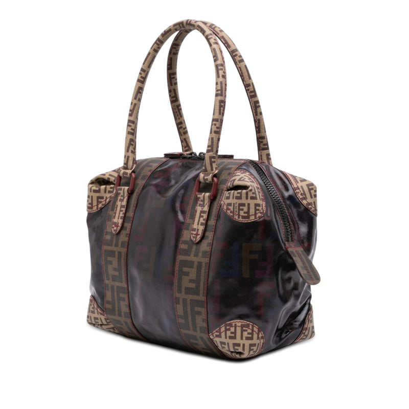 Zucca Trimmed Coated Canvas Mixed Media Boston Bag - Image 2