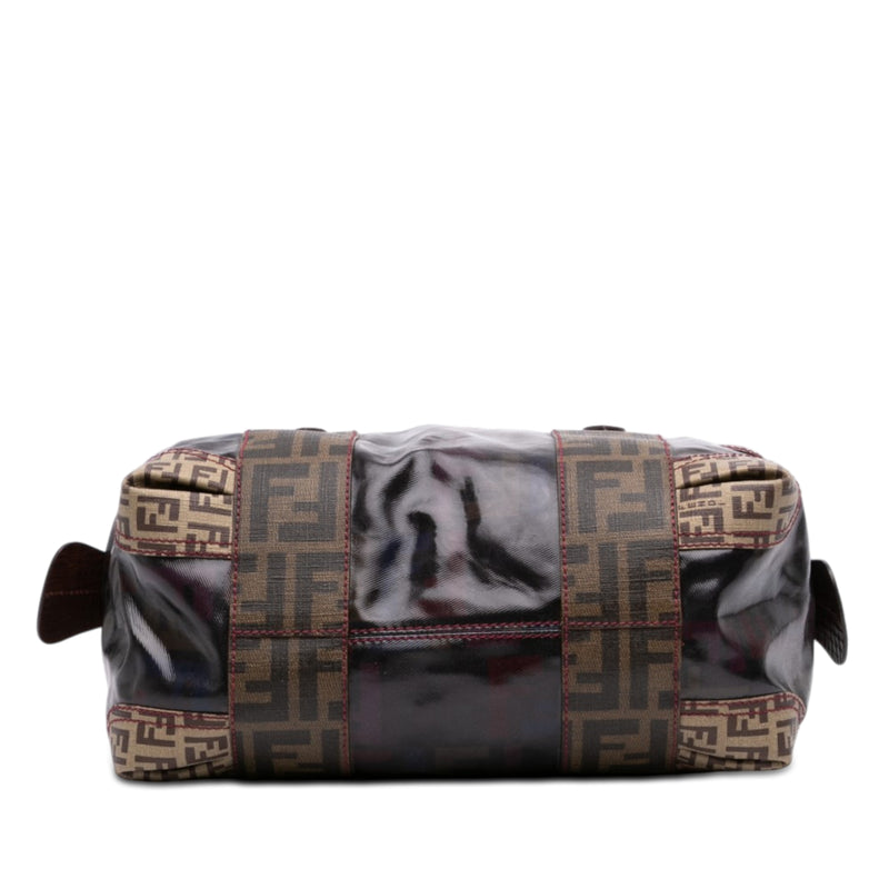 Zucca Trimmed Coated Canvas Mixed Media Boston Bag - Image 3