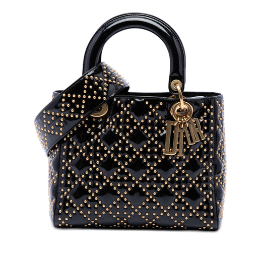 Medium Patent Cannage Studded Supple Lady Dior - Image 1